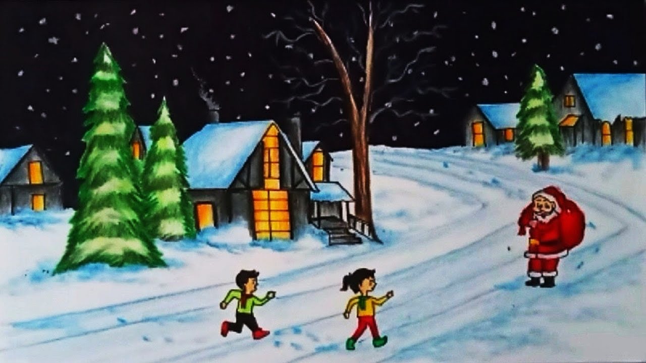 1280x720 Christmas Drawing - Christmas Festival Drawing