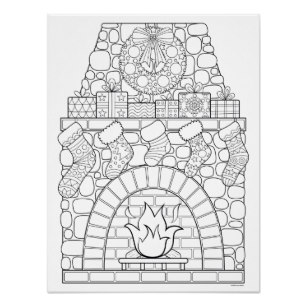 Christmas Fireplace Drawing at PaintingValley.com | Explore collection ...