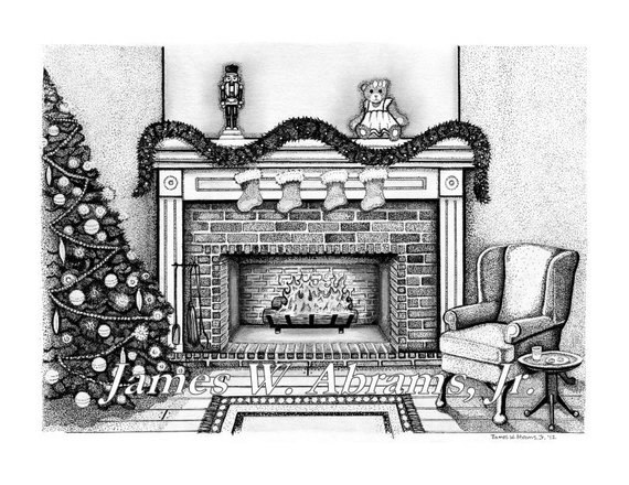 570x440 christmas fireplace scene products - Christmas Fireplace Drawing