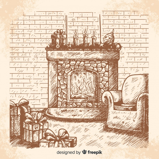 Christmas Fireplace Drawing at Explore collection
