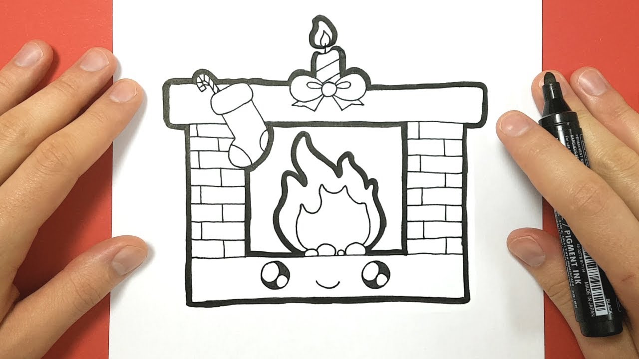 1280x720 how to draw a christmas chimney cute and easy - Christmas Fireplace Drawing