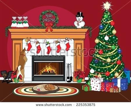 450x372 christmas fireplace scene raphaelaediego site - Christmas Fireplace Drawing