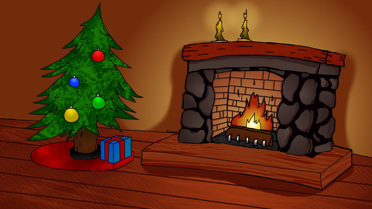 Christmas Fireplace Drawing at Explore collection