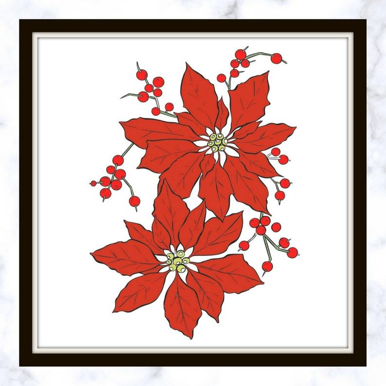 794x794 flower printable flower drawing red flower printable etsy - Christmas Flower Drawing