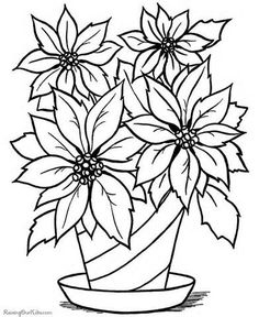 236x288 christmas flower coloring pages poinsettia line art christmas - Christmas Flower Drawing