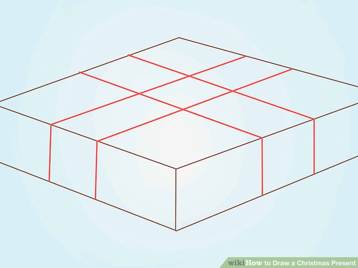 728x546 How To Draw A Christmas Present Steps - Christmas Gift Box Drawing