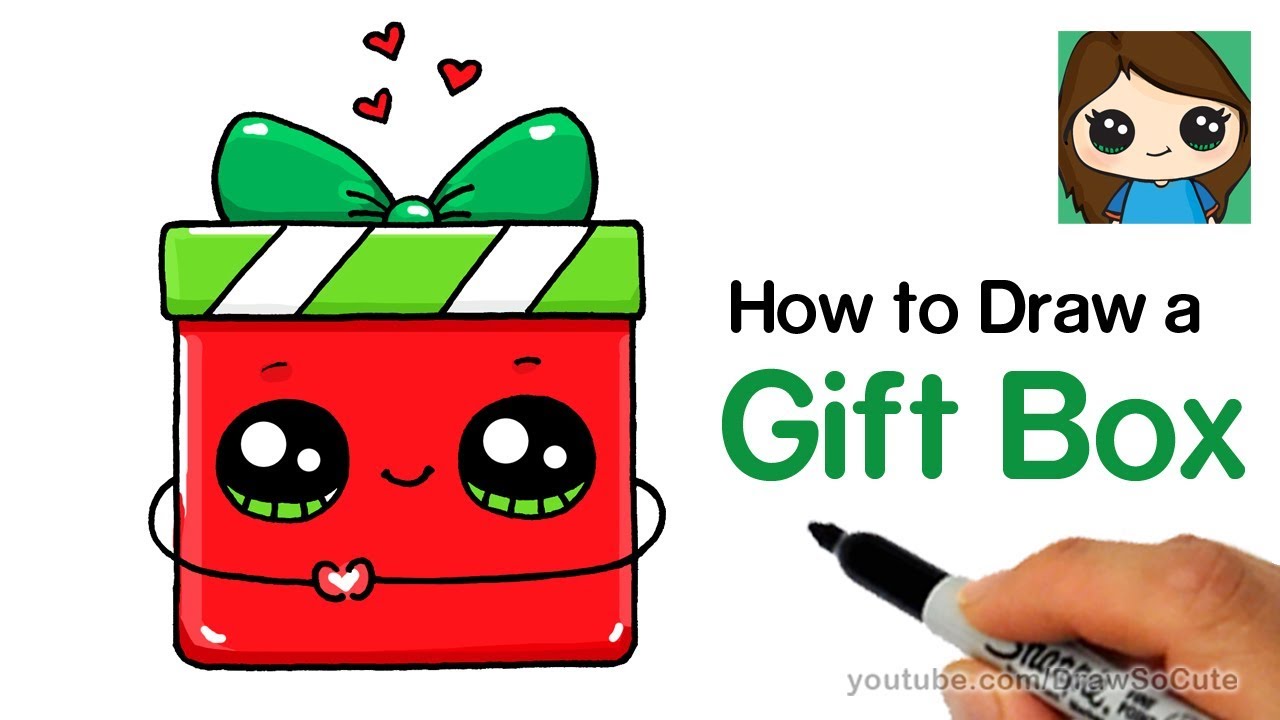 1280x720 how to draw a gift box present easy christmas holiday - Christmas Gift Box Drawing