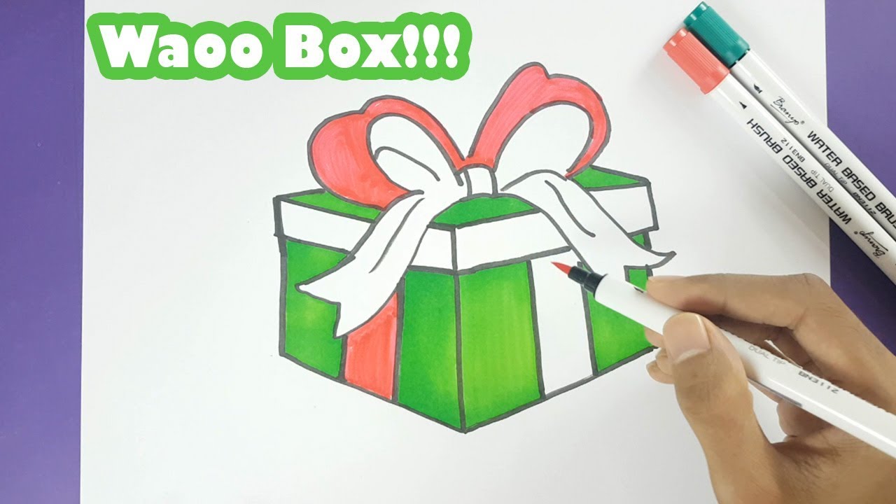 1280x720 how to draw an amazing christmas gift box and color it step - Christmas Gift Box Drawing