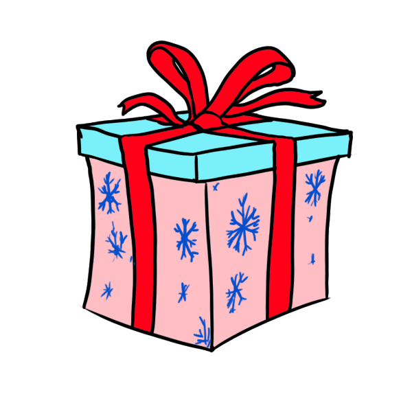 600x600 drawing present xmas gift transparent png clipart free download - Christmas Gift Drawing
