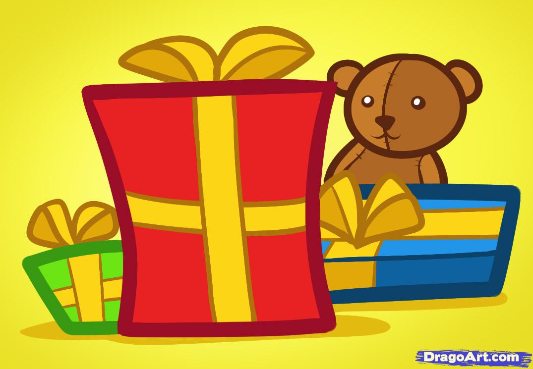 1075x745 How To Draw Christmas Gifts, Christmas Gifts, Step - Christmas Gift Drawing