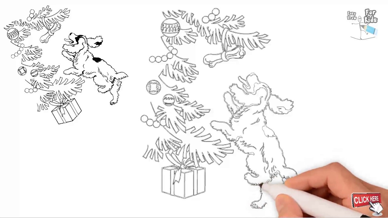 1280x720 how to draw christmas tree, dog eating christmas gift drawing - Christmas Gift Drawing