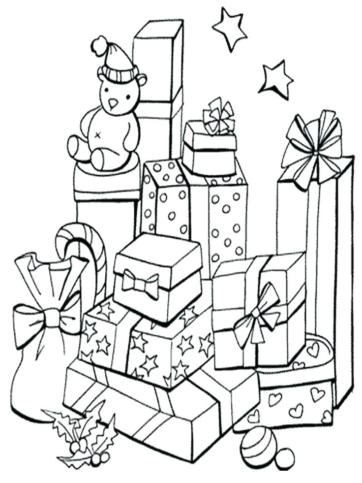 736x981 christmas gift coloring sheet - Christmas Gift Drawing