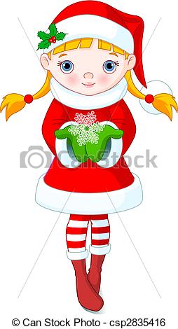 254x470 Christmas Girl Cute Little Girl Holding A Beautiful Snowflake - Christmas Girl Drawing