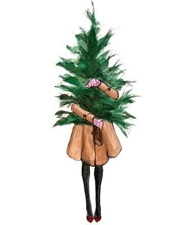 380x440 Christmas Illustration - Christmas Girl Drawing