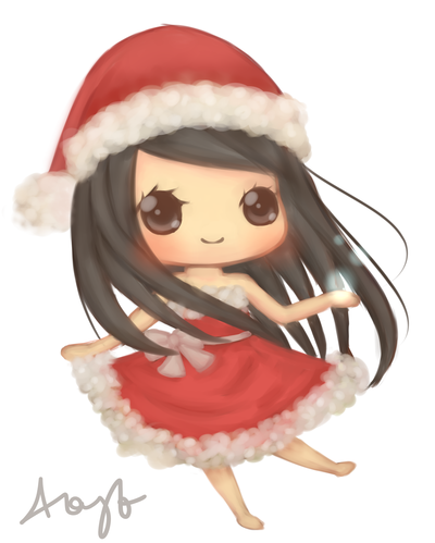 400x499 Cute Christmas Chibi - Christmas Girl Drawing