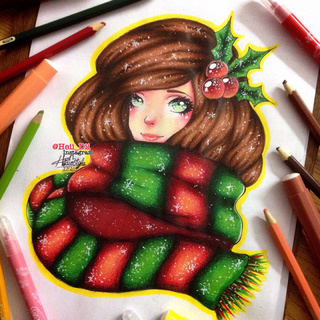 Christmas Girl Drawing at PaintingValley.com | Explore collection of ...