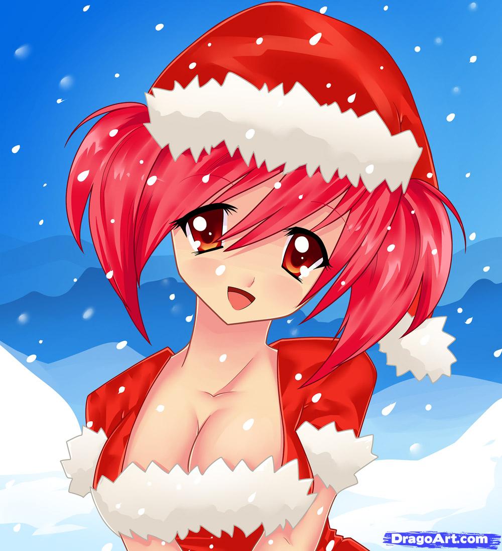 1000x1096 How To Draw An Anime Christmas Girl, Christmas Girl, Step - Christmas Girl Drawing