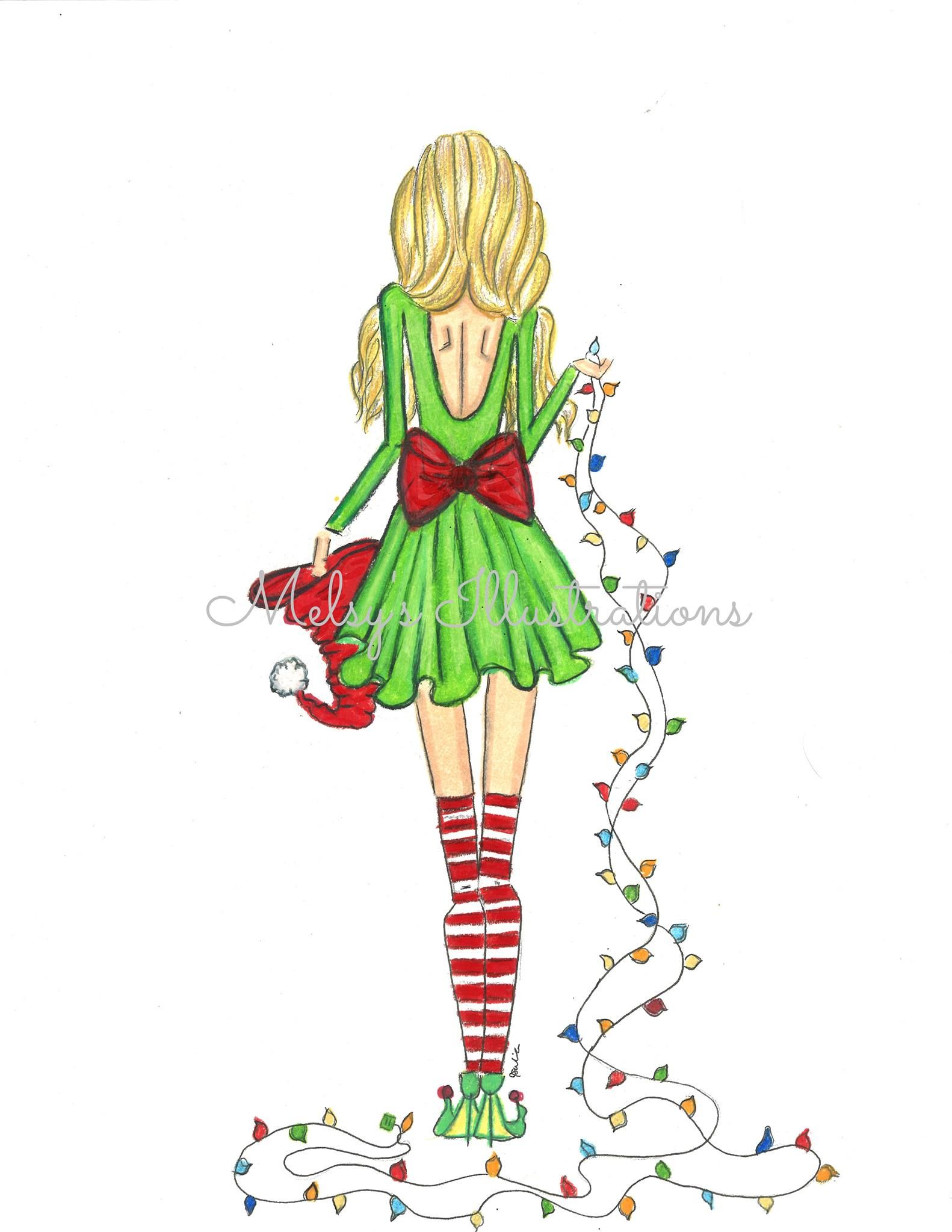 1582x2048 Melsy's Illustration - Christmas Girl Drawing