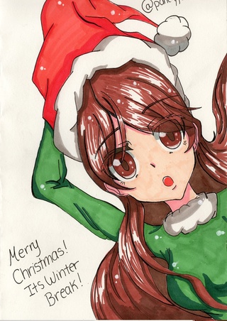 320x452 Merry Christmas And Its Winter Break!! Yea! Heres Kera Drawn - Christmas Girl Drawing