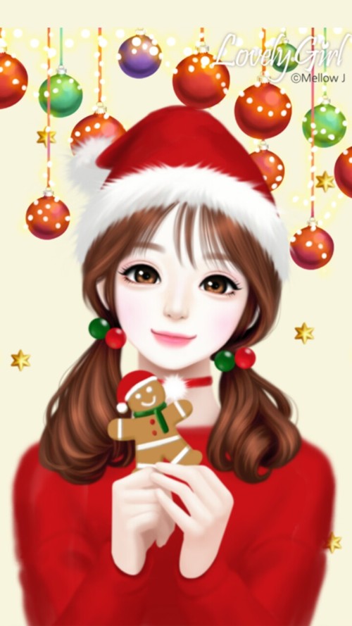500x889 Art, Art Girl, Background, Beautiful, Beautiful Girl, Beauty - Christmas Girl Drawing