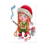 190x190 Christmas Girl Poster Spreadshirt - Christmas Girl Drawing