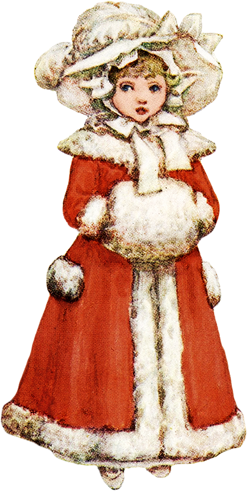 506x1004 Charming Vintage Christmas Clip Art - Christmas Girl Drawing