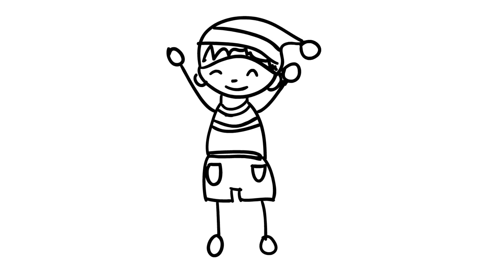 1920x1080 christmas kids wearing santa hat line drawing illustration - Christmas Hat Drawing