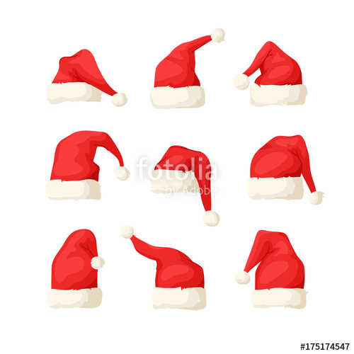 500x500 Hand Drawn Set Of Christmas Hats On White Background Cartoon - Christmas Hat Drawing