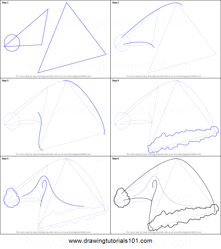 751x846 How To Draw Santa's Hat Printable Step - Christmas Hat Drawing