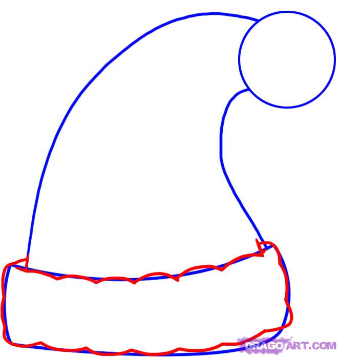 662x697 How To Draw A Santa Hat, Step - Christmas Hat Drawing