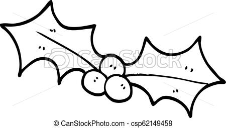 450x255 line drawing cartoon christmas holly - Christmas Holly Drawing