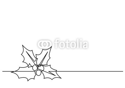 400x283 continuous line drawing of christmas holly decoration buy photos - Christmas Holly Drawing