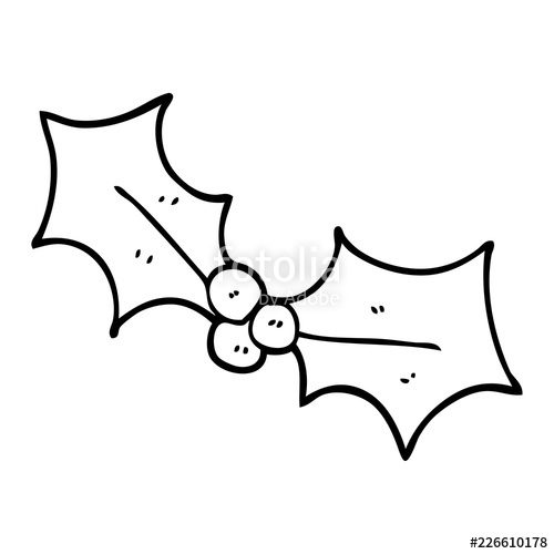500x500 line drawing cartoon christmas holly stock image and royalty free - Christmas Holly Drawing