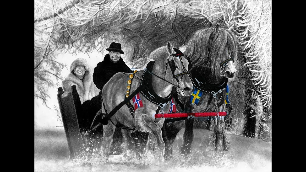 1280x720 christmas sleigh ride drawing - Christmas Horse Drawing