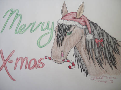 467x350 Colored Christmas Horse - Christmas Horse Drawing