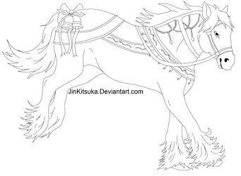 341x250 Free Christmas Horse Line Art - Christmas Horse Drawing