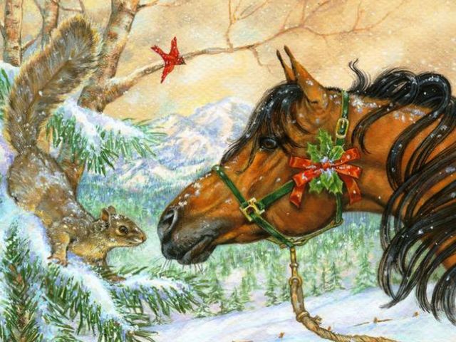 640x480 Friendship Christmas Card - Christmas Horse Drawing