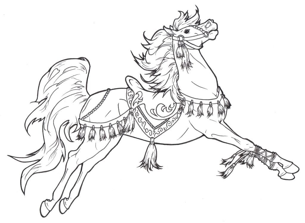 1024x748 Christmas Lineart Cute Horse For Free Download - Christmas Horse Drawing