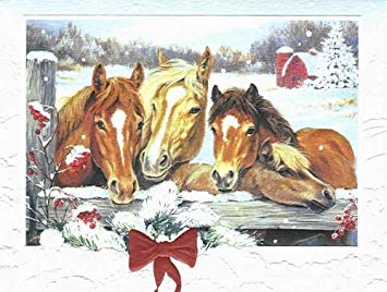 355x268 pumpernickel press horse trio boxed christmas cards - Christmas Horse Drawing