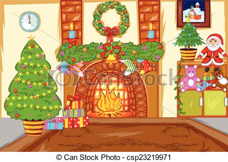 450x320 Decorated Christmas House Easy To Edit Vector Illustration - Christmas House Drawing