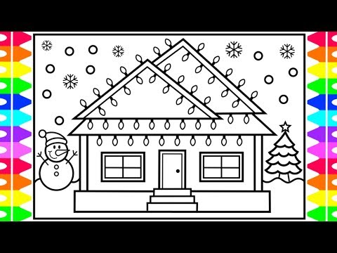 480x360 Download How To Draw A Christmas House With Lights House Drawing - Christmas House Drawing