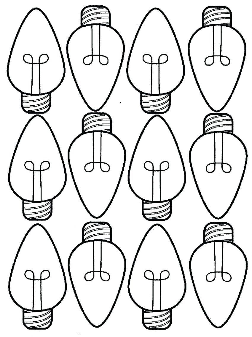 850x1136 Holiday Lights Coloring - Christmas Light Bulb Drawing