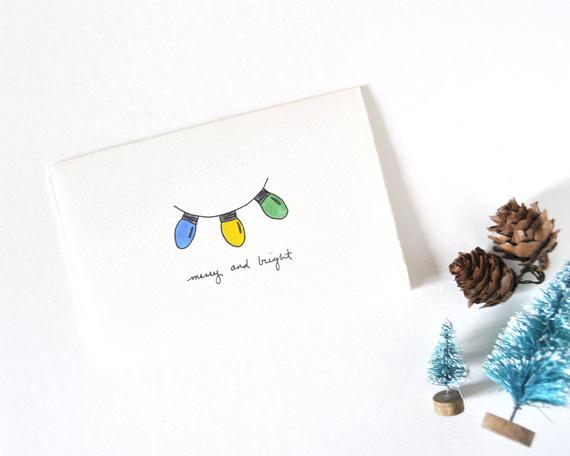 570x456 cute christmas card simple christmas lights drawing merry etsy - Christmas Lights Drawing