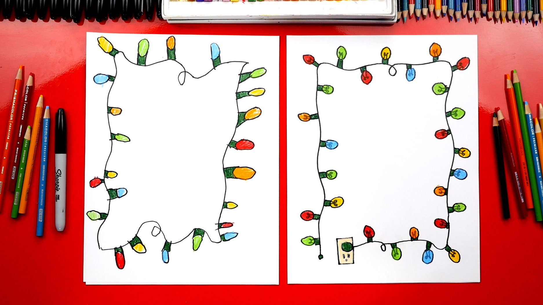 1874x1054 How To Draw Christmas Lights - Christmas Lights Drawing