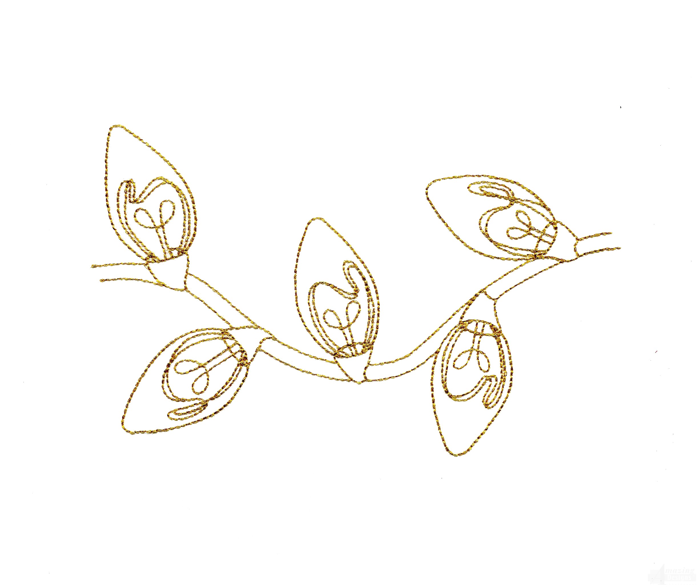 2445x2056 Linework Christmas Lights Embroidery Design - Christmas Lights Drawing