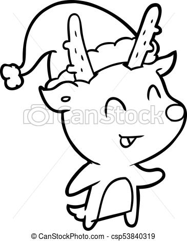365x470 Line Drawing Of A Christmas Reindeer - Christmas Line Drawings