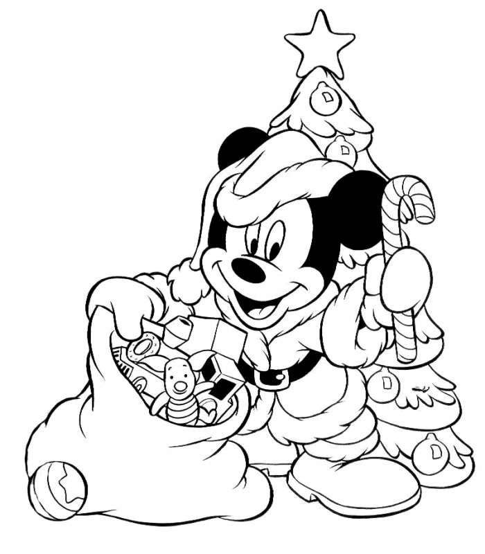 700x800 Disney Coloring Pages Mickey Mouse As Santa Christmas Coloring - Christmas Mickey Mouse Drawing