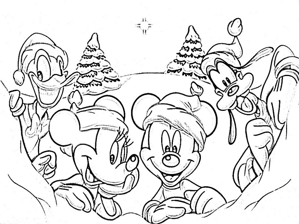 1048x784 Mickey Mouse Christmas Coloring Pages Disney Best - Christmas Mickey Mouse Drawing