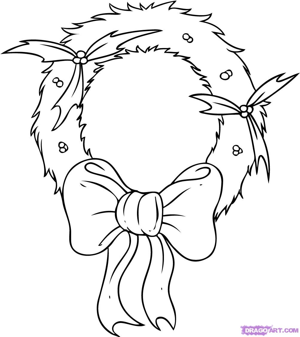 1003x1128 How To Draw Realistic Christmas Stuff - Christmas Mistletoe Drawing
