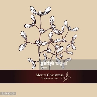 414x414 Christmas Drawing Premium Clipart - Christmas Mistletoe Drawing